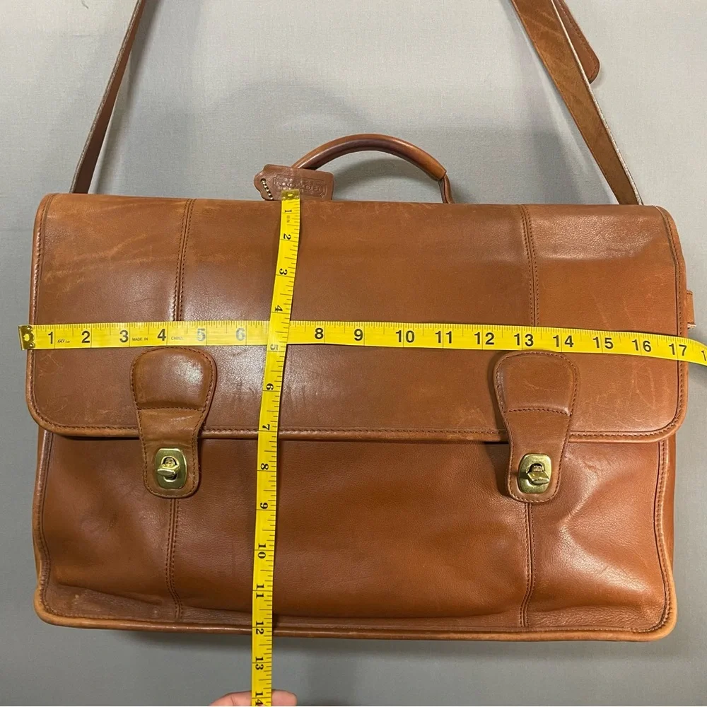 VINTAGE 90s Coach Turnlock Briefcase A8S-0546, British Tan, Brass Hardware